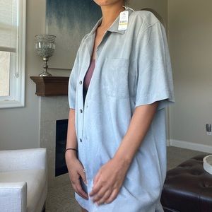 SILK GREY MATALASSE BUTTON UP NWT TOMMY BAHAMA